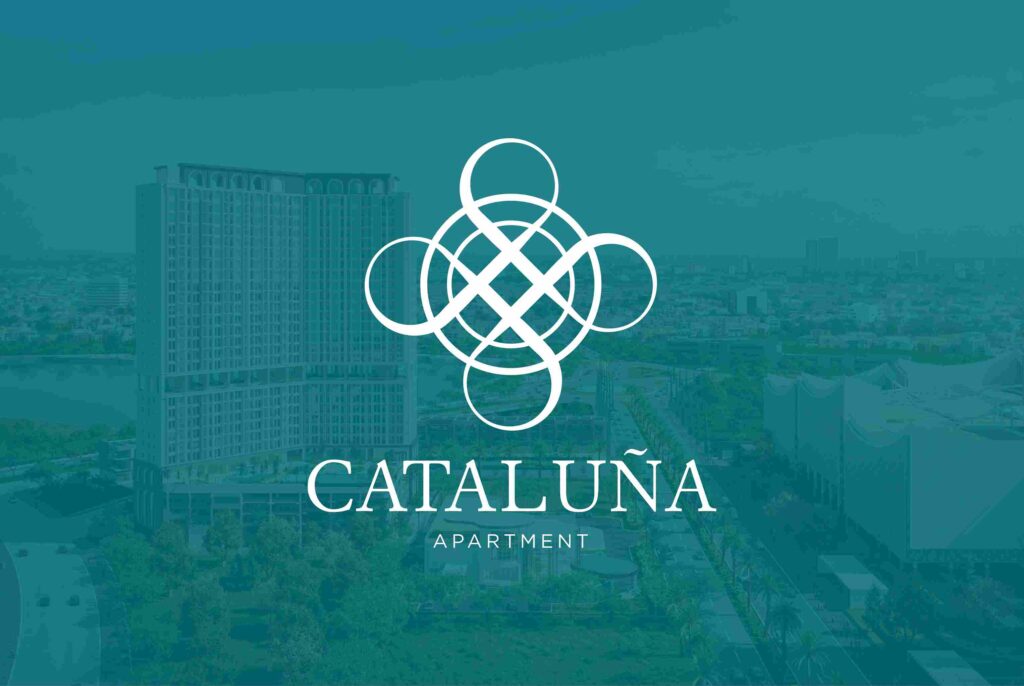 brand logo for cataluna apartments over a teal cityscape background   citraland city center point indonesia   citraland city center point indonesia